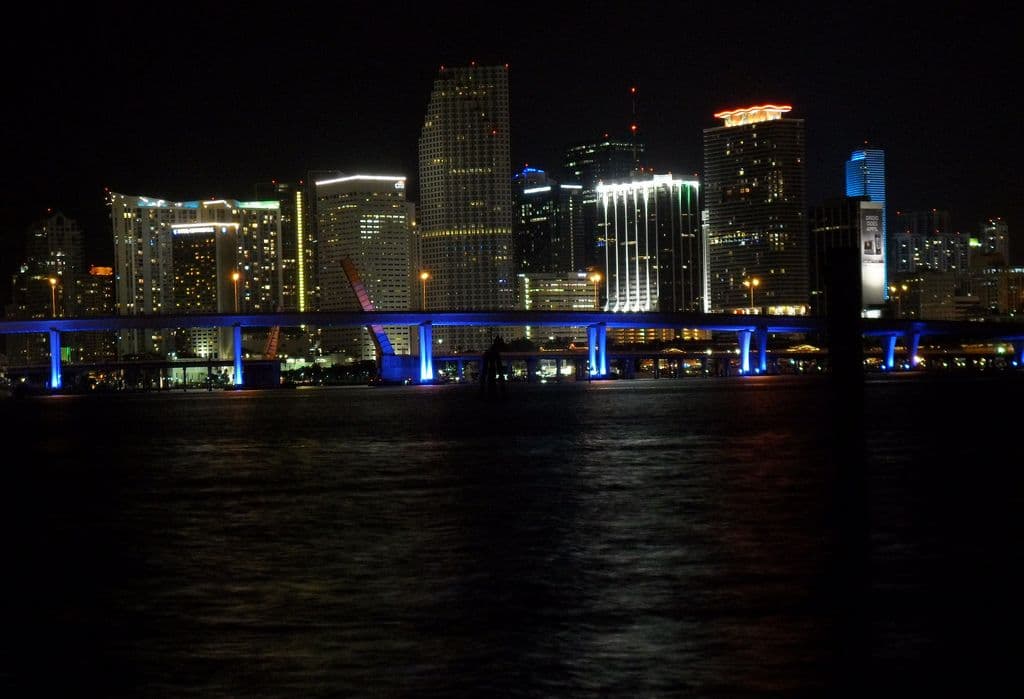 The Miami-Dade skyline at night