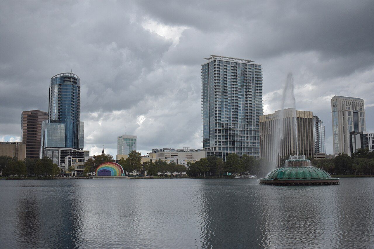 Downtown Orlando skyline over Lake Eola